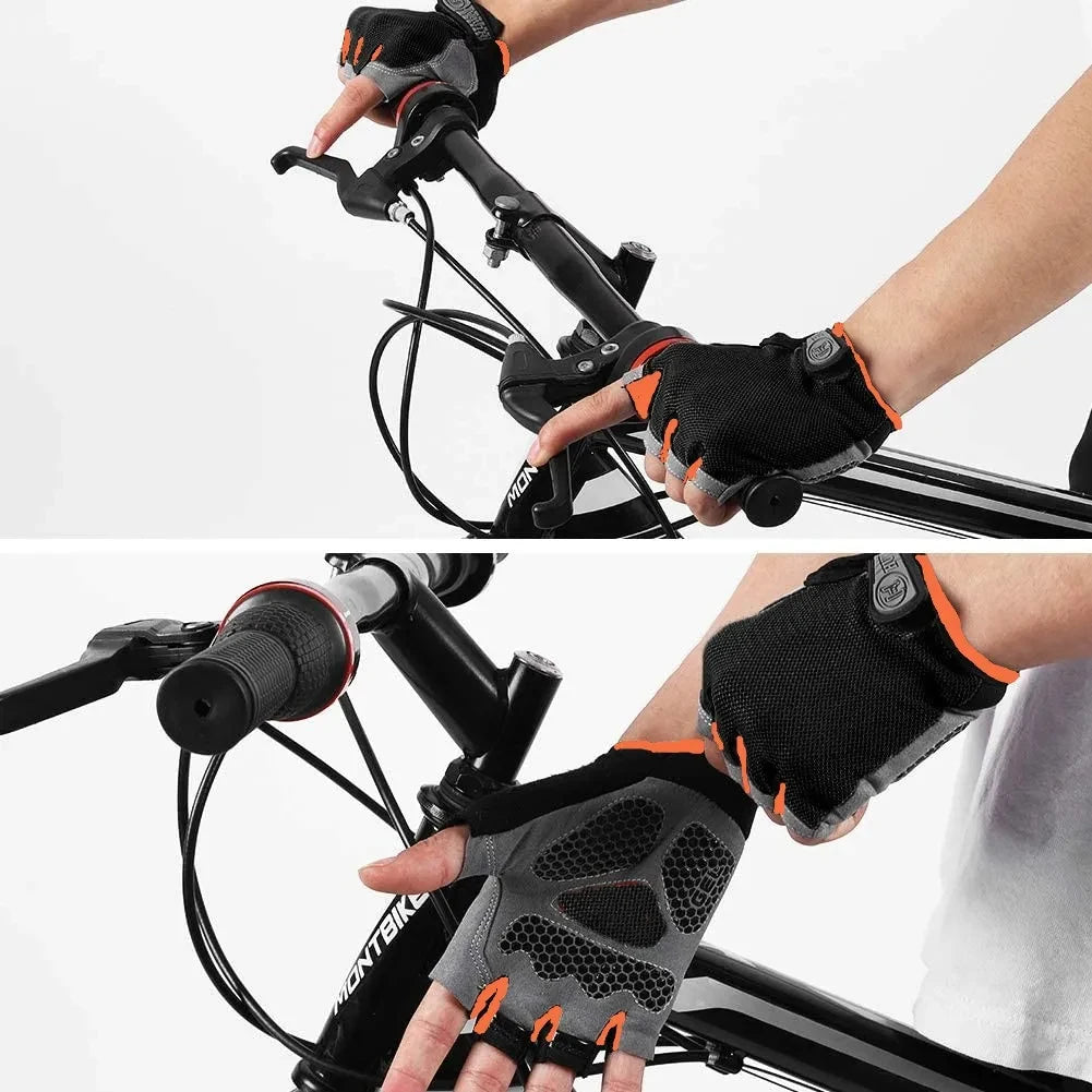 Fingerless Cycling Gloves with Short Cuffs and Palm Panels