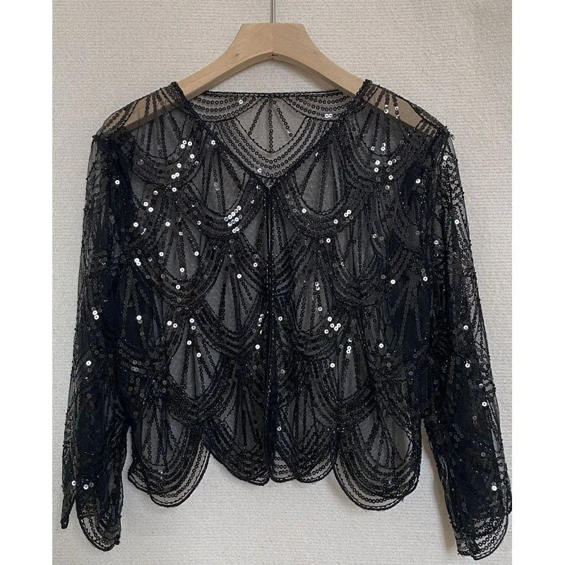 Scalloped Sequin Capelet for Layering over Dresses and Tops