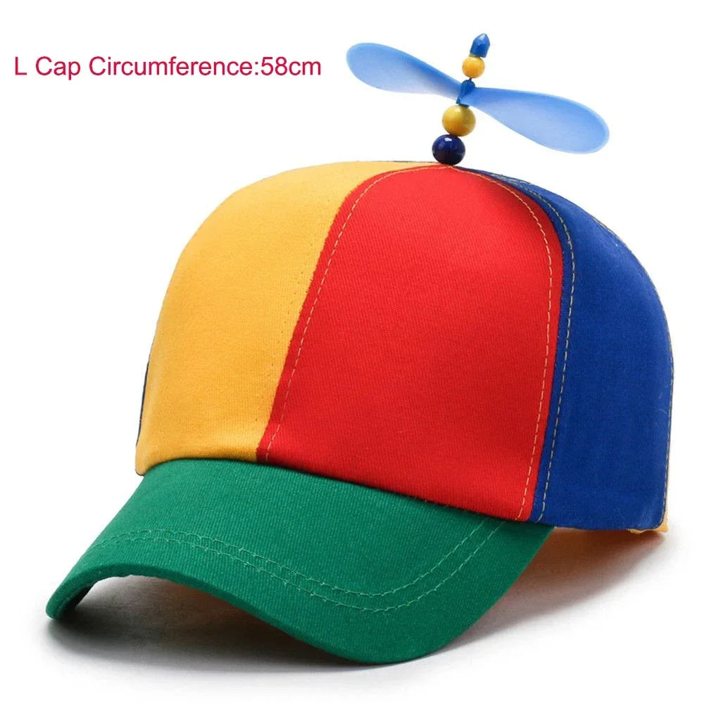 Color Block Baseball Cap with Decorative Top Propeller