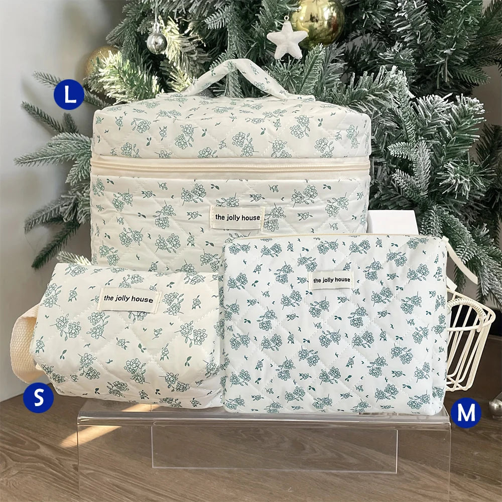 Printed Quilted Toiletry Bag with Zippered Size Options