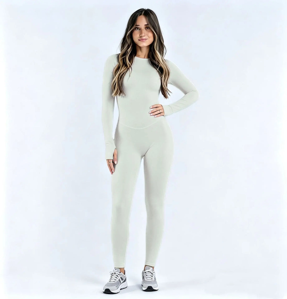 Women's Open Back Nylon Blend Workout One Piece with Sleeve and Length Options