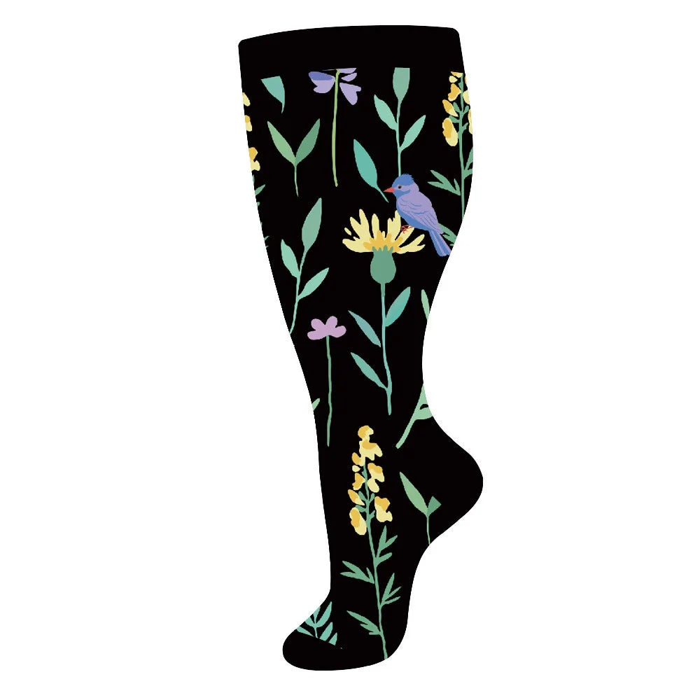 Plus Size Knee High Compression Socks with Pattern Options