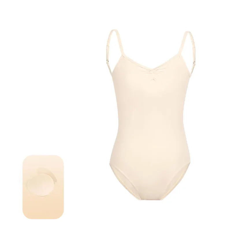 Women's Adjustable Camisole Ballet Leotard with Ruched Front and Low Back
