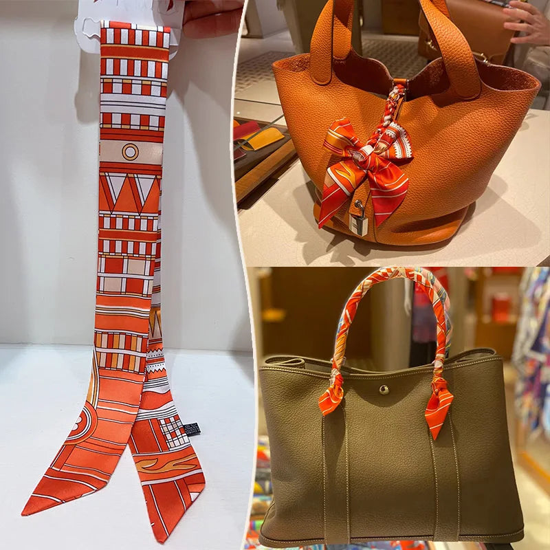 Printed Skinny Scarf for Neck and Bag Handle Styling