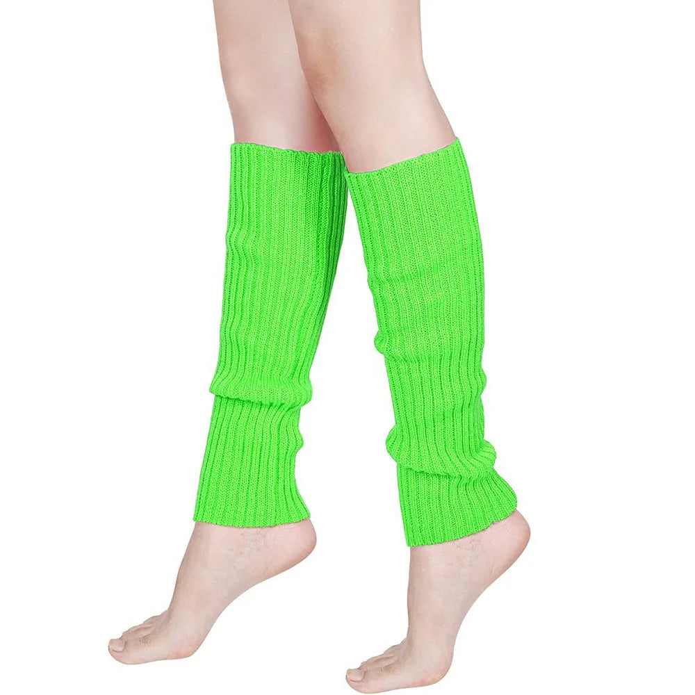 Colorful Ribbed Leg Warmers with Solid and Rainbow Options