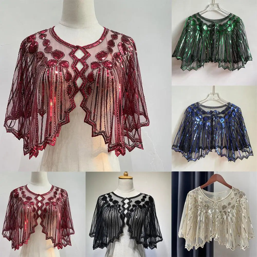 Beaded Sequin Capelet for Layering over Dresses and Tops