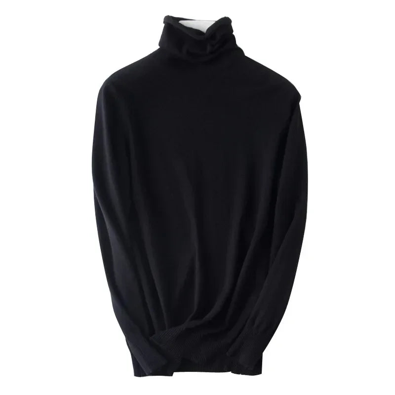 Women's Draped Roll Neck Fine Knit Sweater Casual Knit Layer