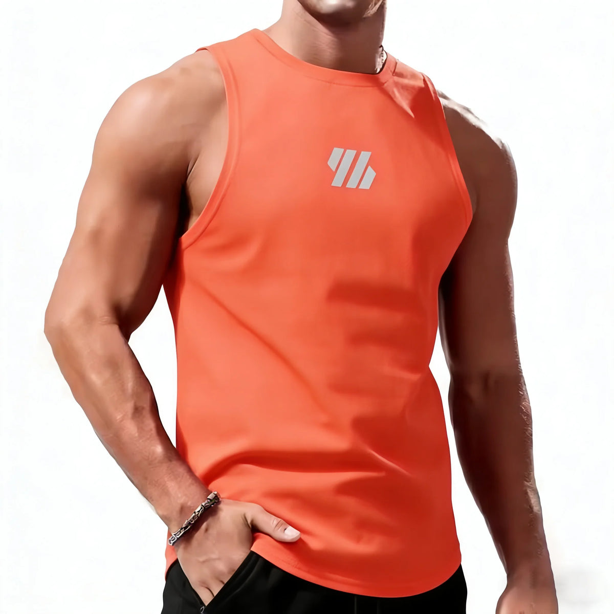 Men's High Neck Sleeveless Gym Tank Top