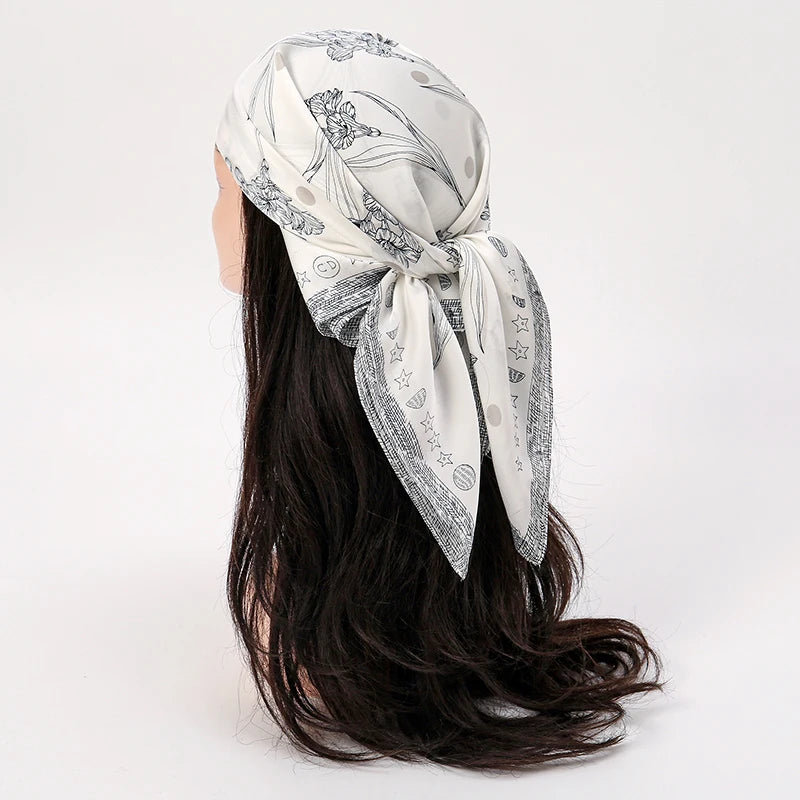 Printed Square Neck Scarf with Decorative Border Designs