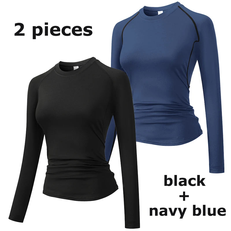 Fitted Crew Neck Long Sleeve Compression T Shirt