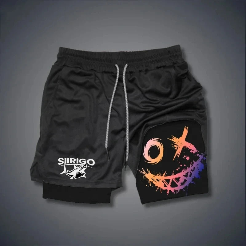 Men's Smiley Graphic Double Layer Shorts