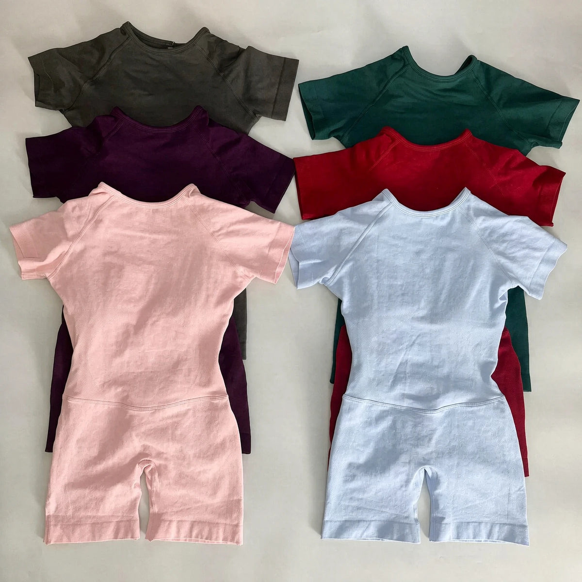 Women's Short Sleeve Polyester Blend Workout Romper with Open Back