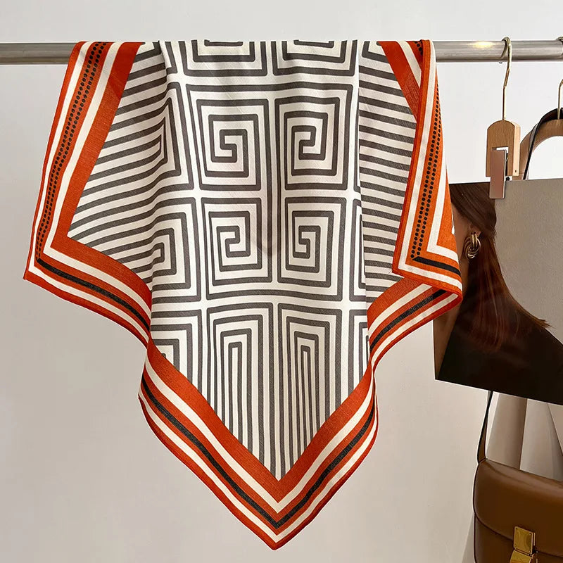 Printed Square Scarf with Polka Dot Pattern Options