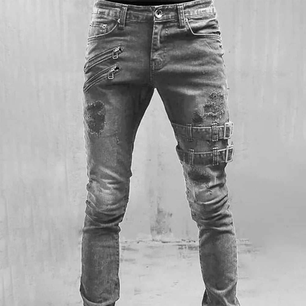 Men's Distressed Slim Fit Denim Jeans for Casual Everyday Wear