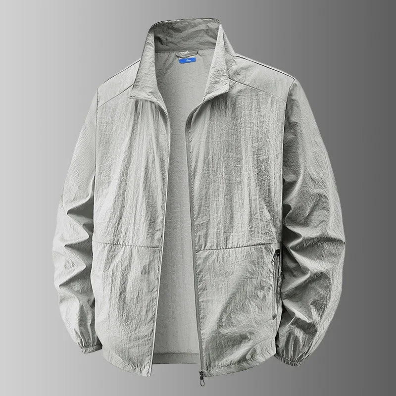 Collared Long Sleeve Full Zip Outdoor Hiking Jacket with Pockets