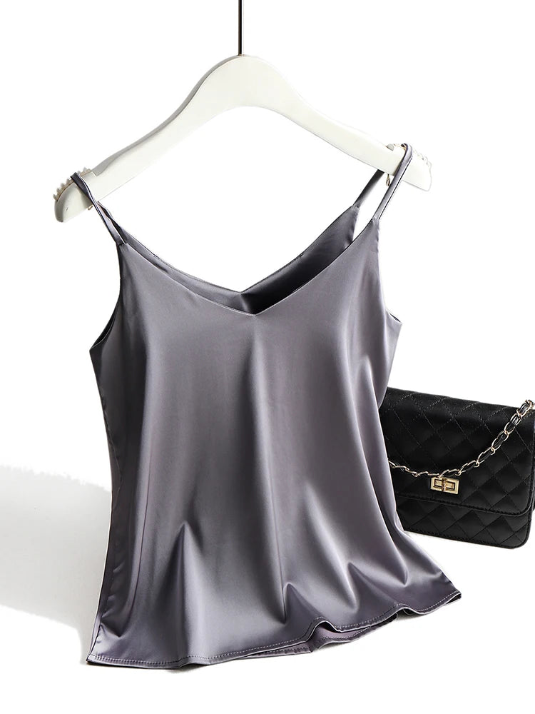 Women's V-Neck Camisole with Thin Shoulder Straps and a Relaxed Drape