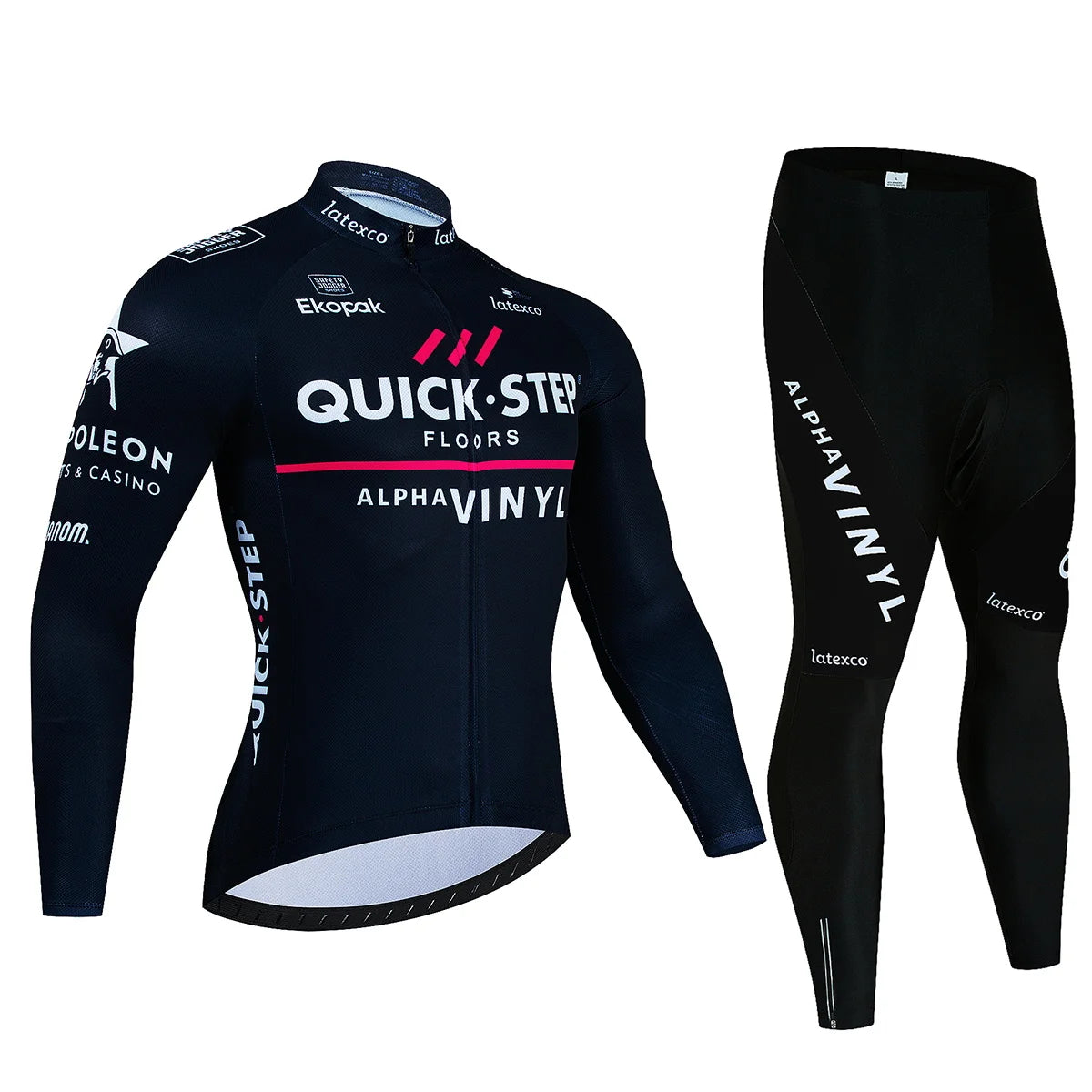 Men's Long Sleeve Fleece Cycling Jersey Set for Winter Bicycle Riding
