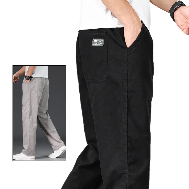 Men's Elastic Waist Loose Fit Casual Pants For Everyday Wear