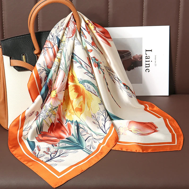 Printed Square Scarf with Floral and Graphic Pattern Options