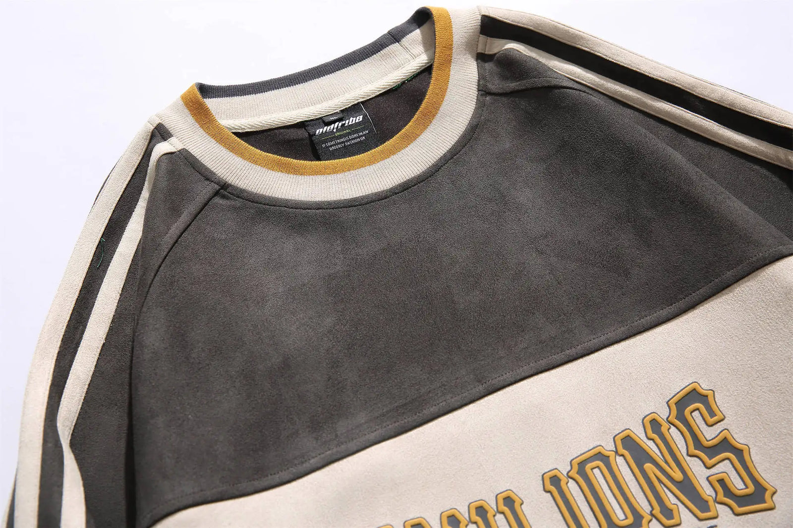 Men's Patchwork Crewneck Long-Sleeve Pullover Sweatshirt