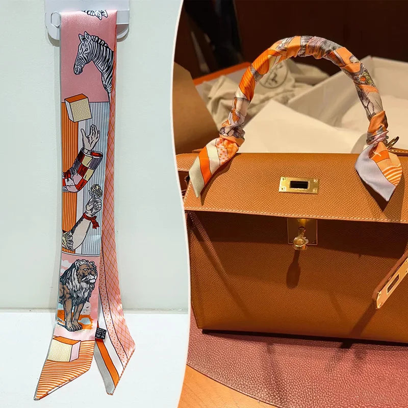 Printed Skinny Scarf for Neck and Bag Handle Styling