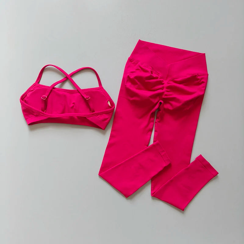 Women's Cross Back Bra And Leggings Yoga Set