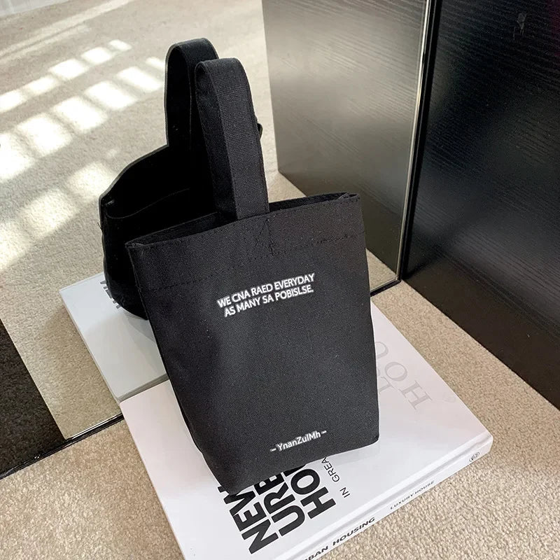 Solid Mini Tote Bag with Wide Single Carry Handle