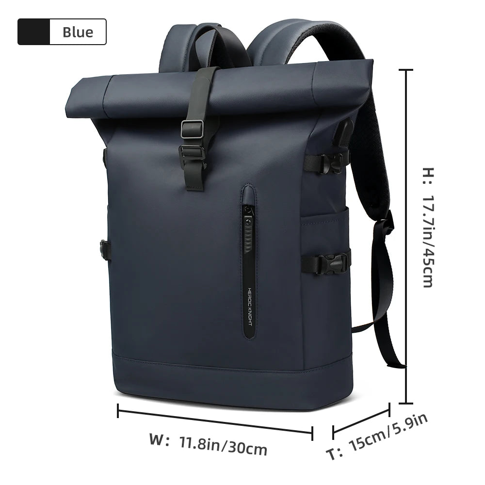 Roll-Top Laptop Backpack with Buckle Closure and Contrasting Panel Options