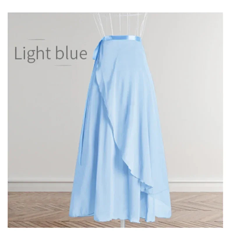 Long Chiffon Ballet Wrap Skirt with Tie Waist for Dance Practice