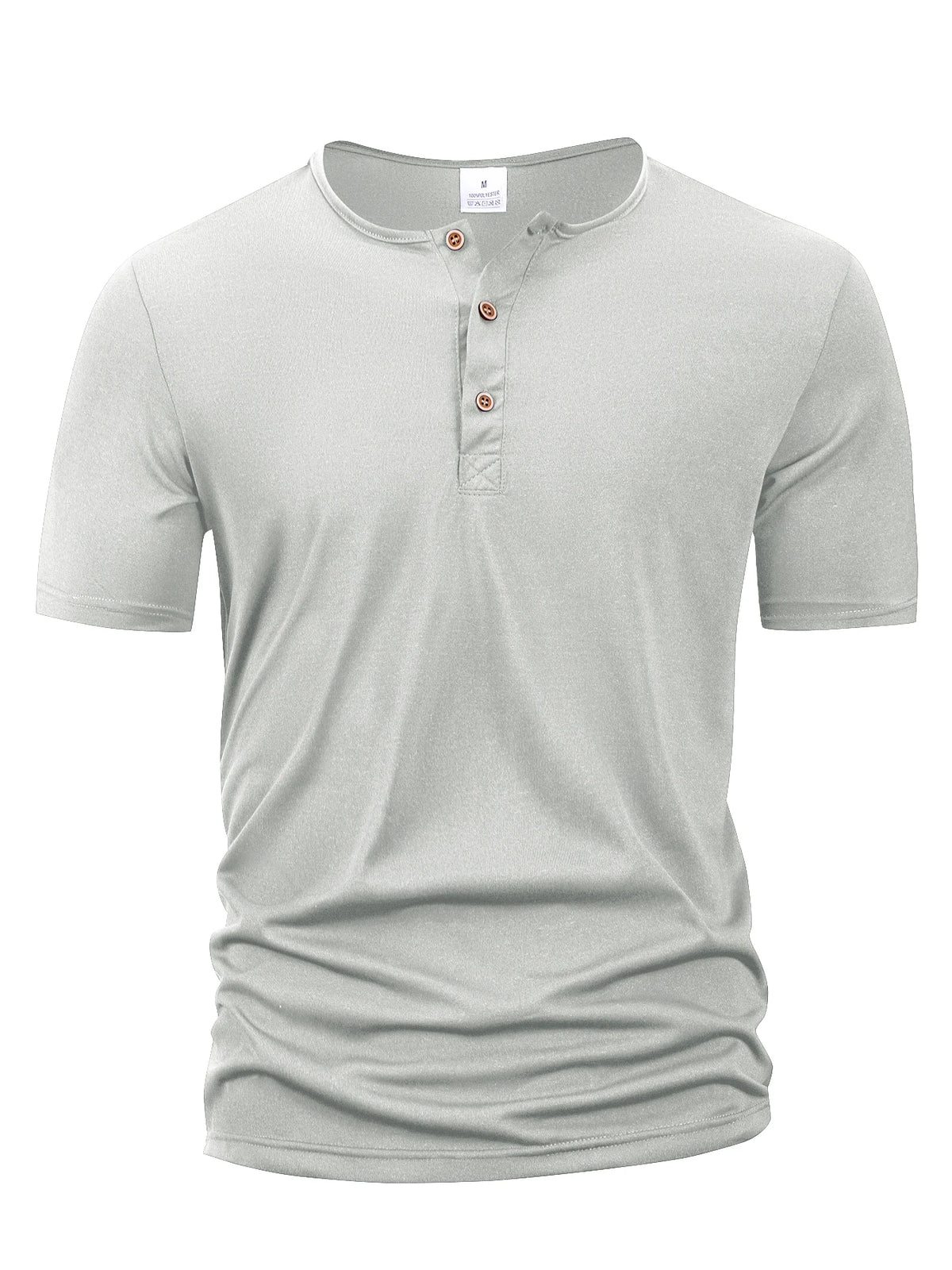 Solid Henley Neck Short Sleeve Button Placket T Shirt