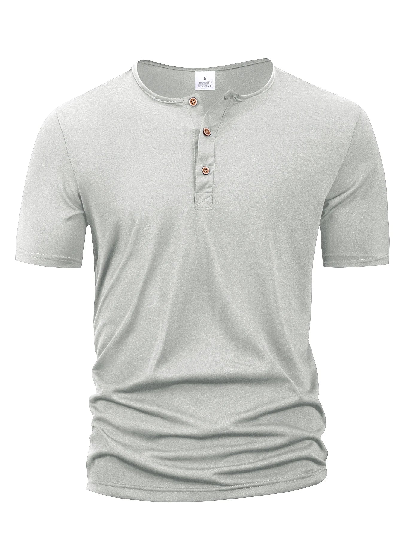 Solid Henley Neck Short Sleeve Button Placket T Shirt