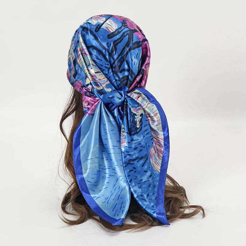 Printed Square Scarf with Ornate Paisley Pattern Options