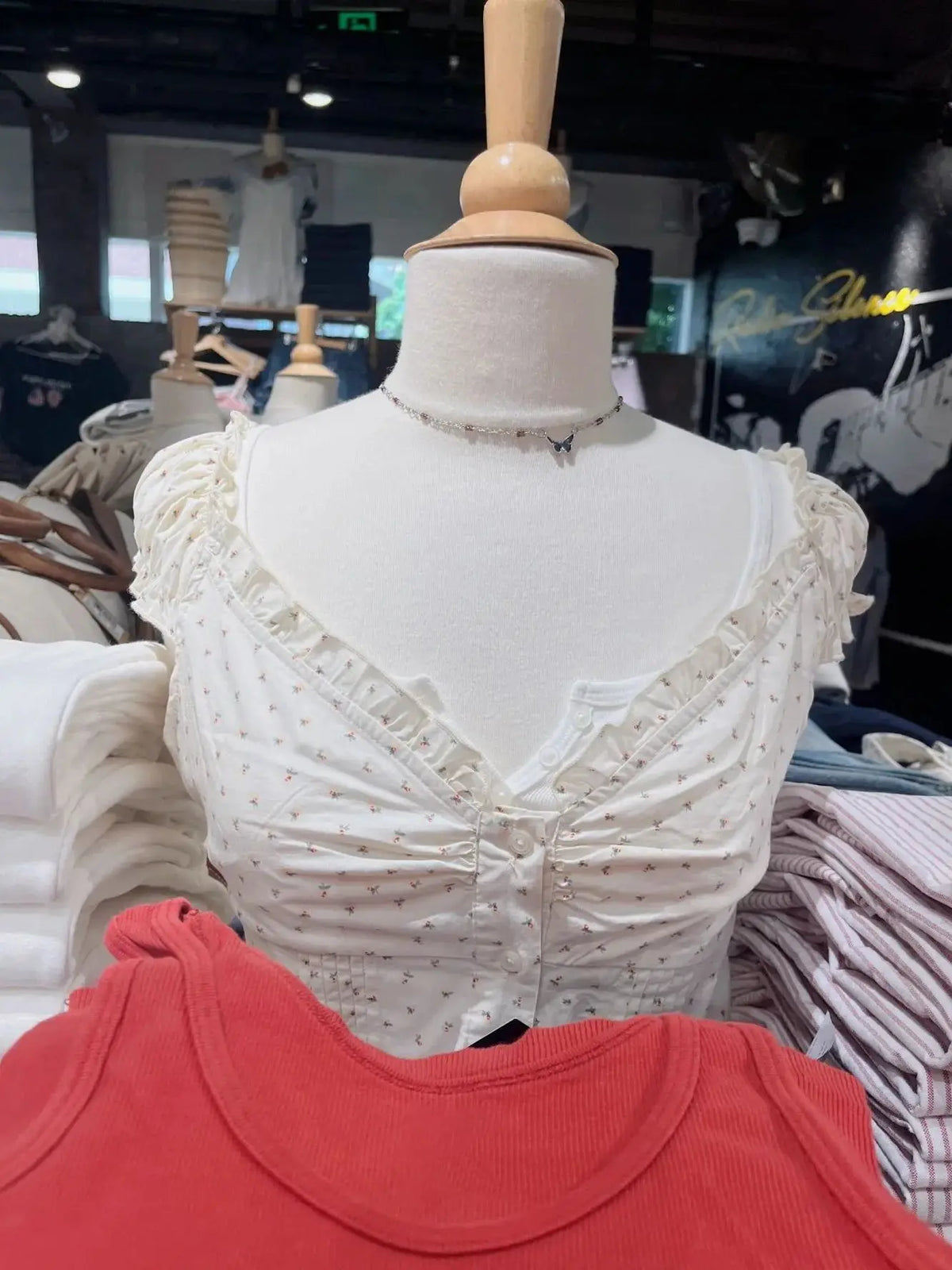Women's Ruffled Cotton Sleeveless Blouse with Button Front and Mixed Pattern Options