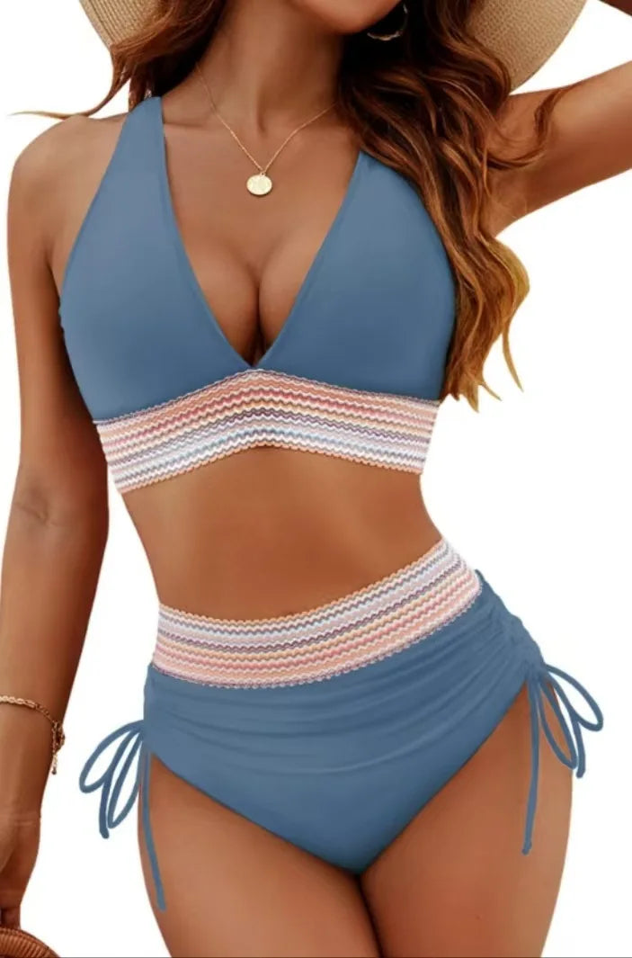Contrast Trim High Waist Bikini