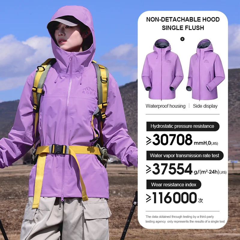 Long Sleeve Hooded Full Zip Ski Jacket with Pockets