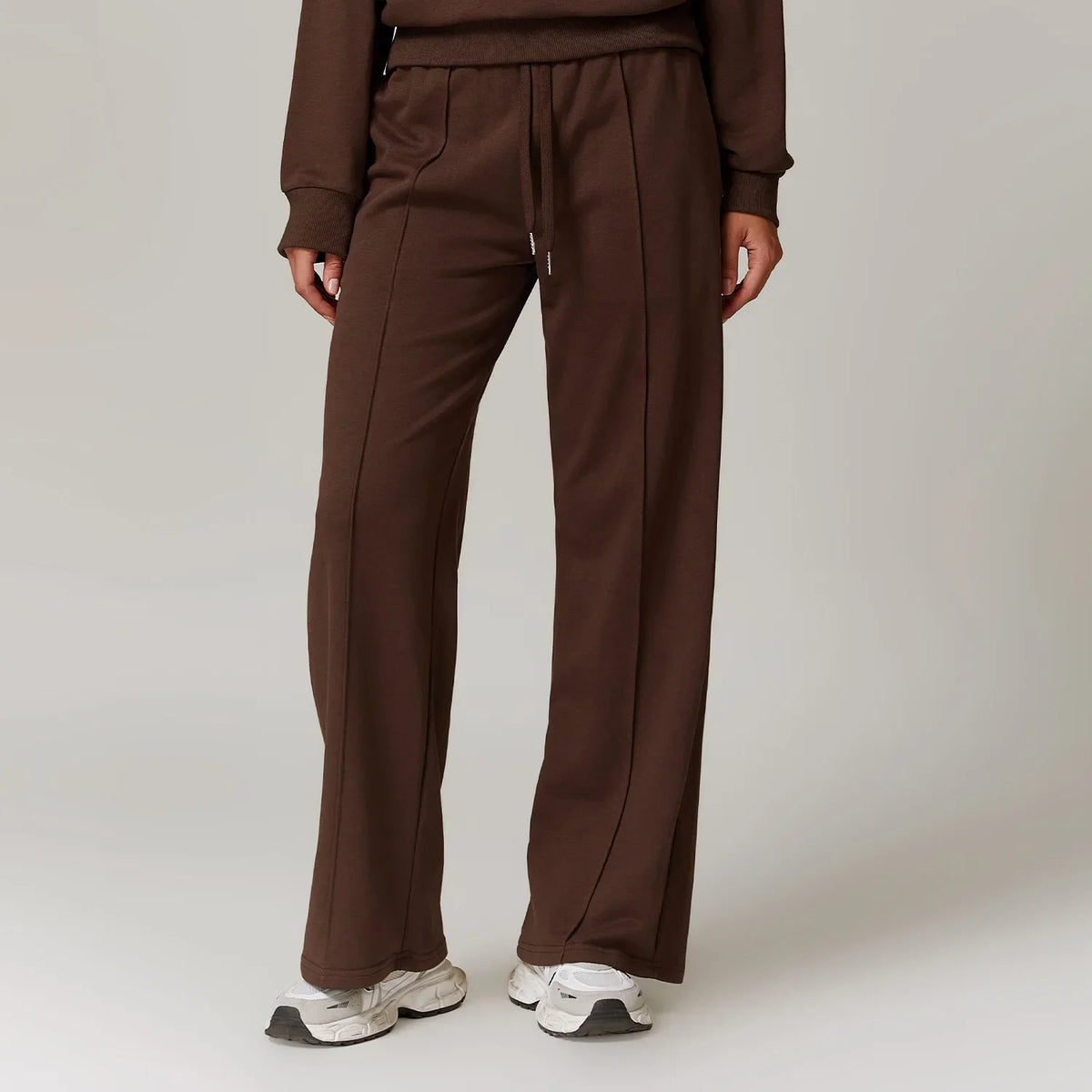 Women's Drawstring Waist Cotton Blend Wide Leg Pants with Side Pockets