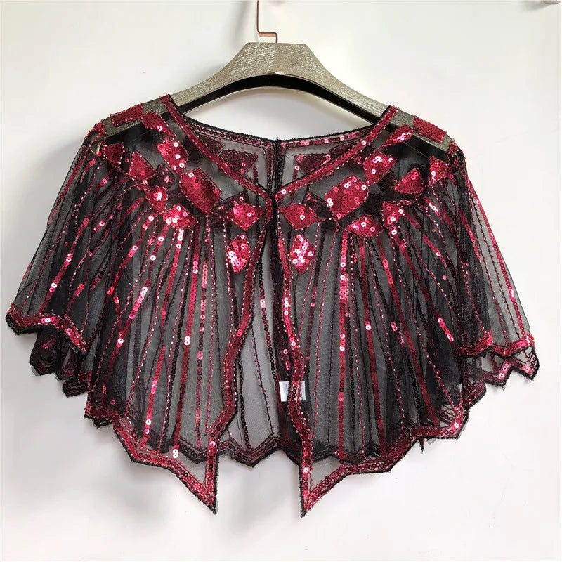 Beaded Sequin Capelet for Layering over Dresses and Tops