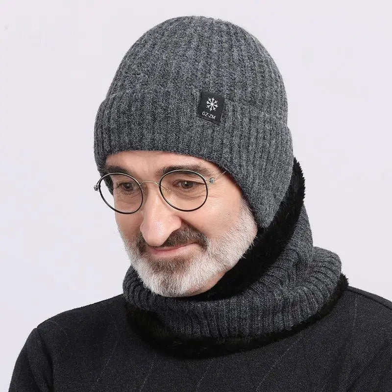 Ribbed Knit Ear Flap Beanie with Neck Cover Styling