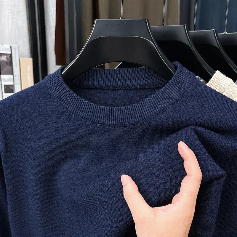 Men's Plain Crew Neck Long Sleeve Knit Sweater