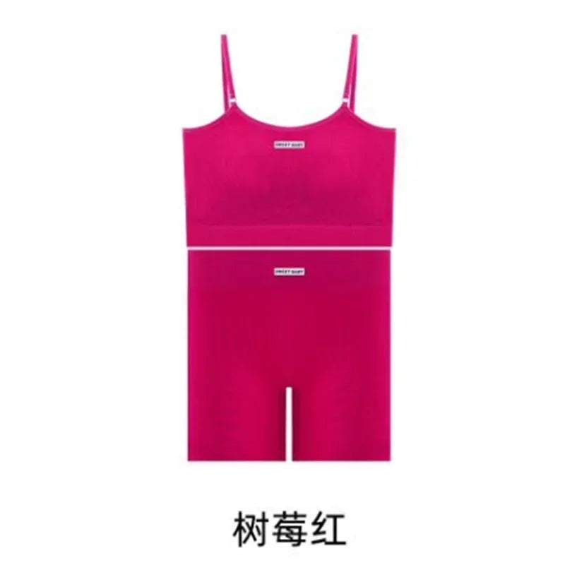 Women's Thin Strap Tank And Shorts Yoga Set