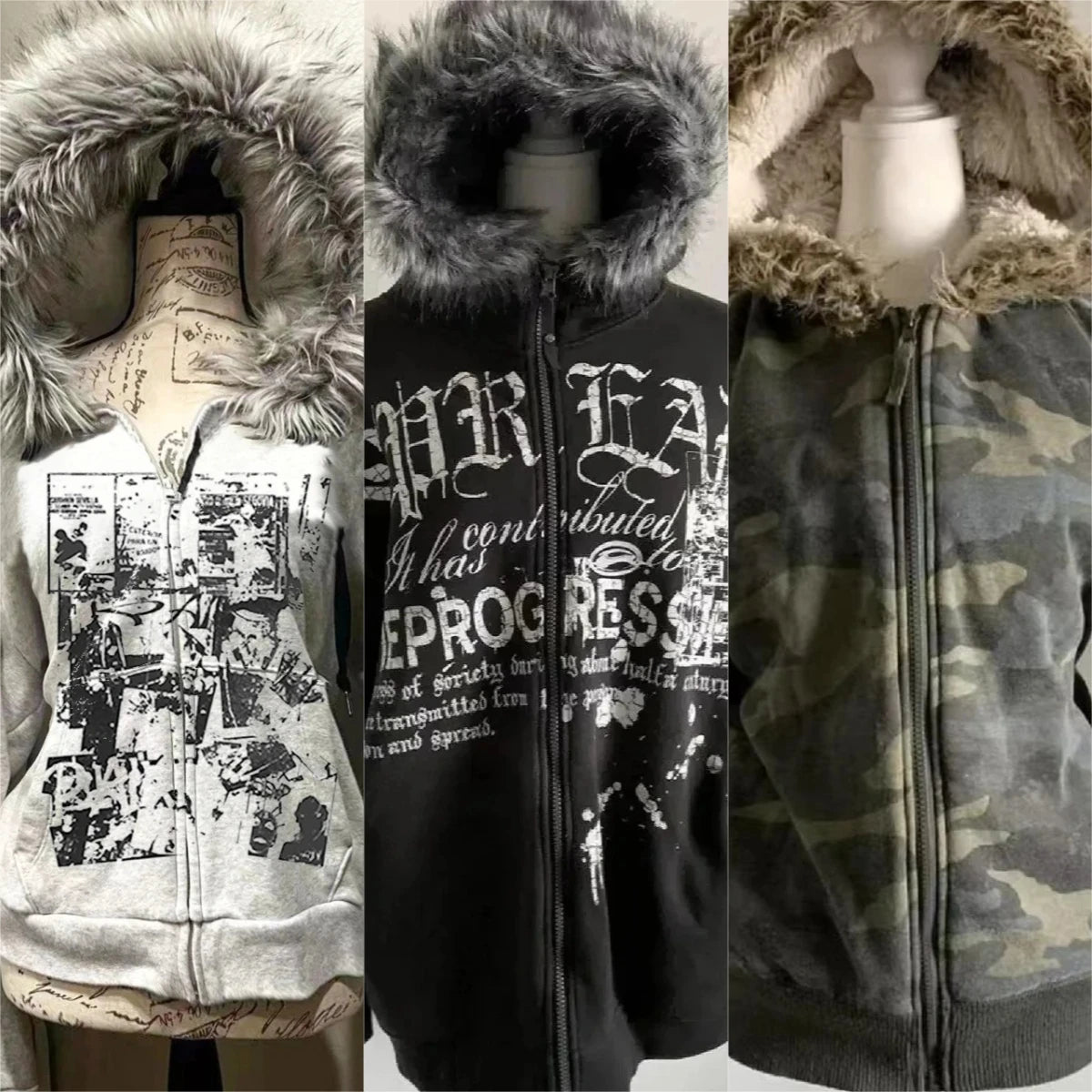 Fluffy Trim Long Sleeve Full Zip Casual Hoodie