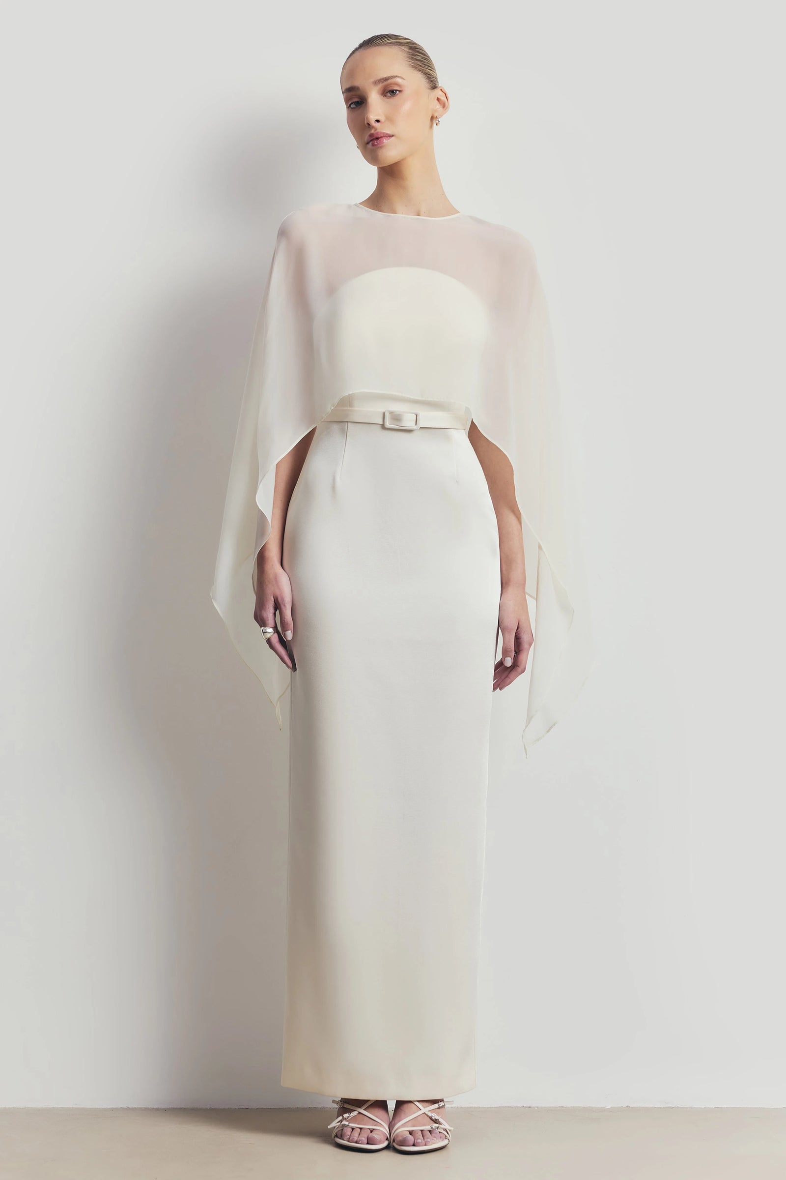 Sheer Chiffon Draped Cape for Layering over Outfits