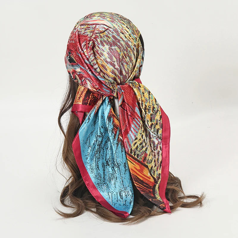Printed Square Scarf with Ornate Paisley Pattern Options