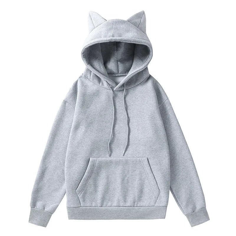 Cat Ear Long Sleeve Pullover Casual Hoodie for Layering