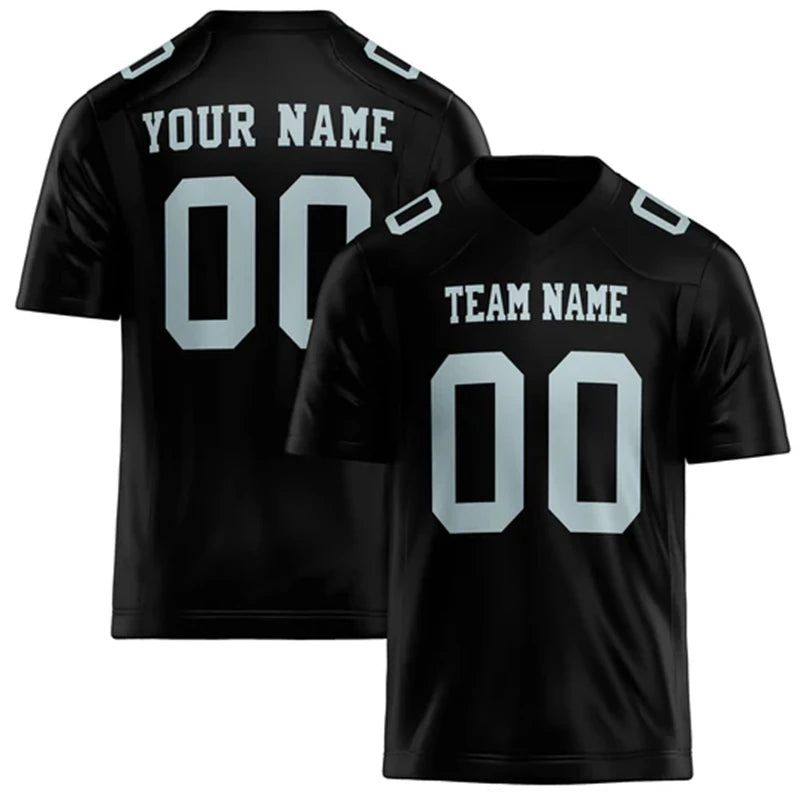 Black Number Football Short Sleeve Jersey For Sports Outfits