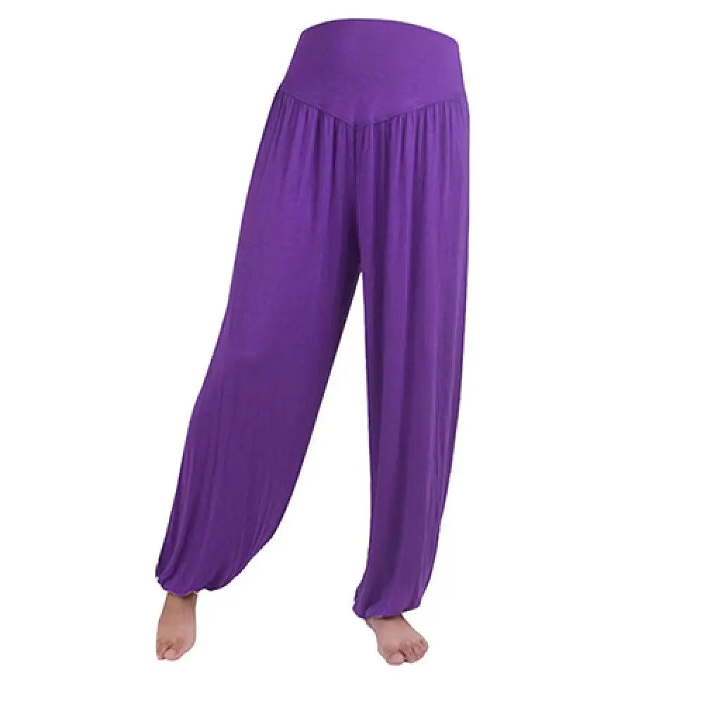 Women's Loose Harem Dance Pants with Gathered Ankles for Yoga Practice