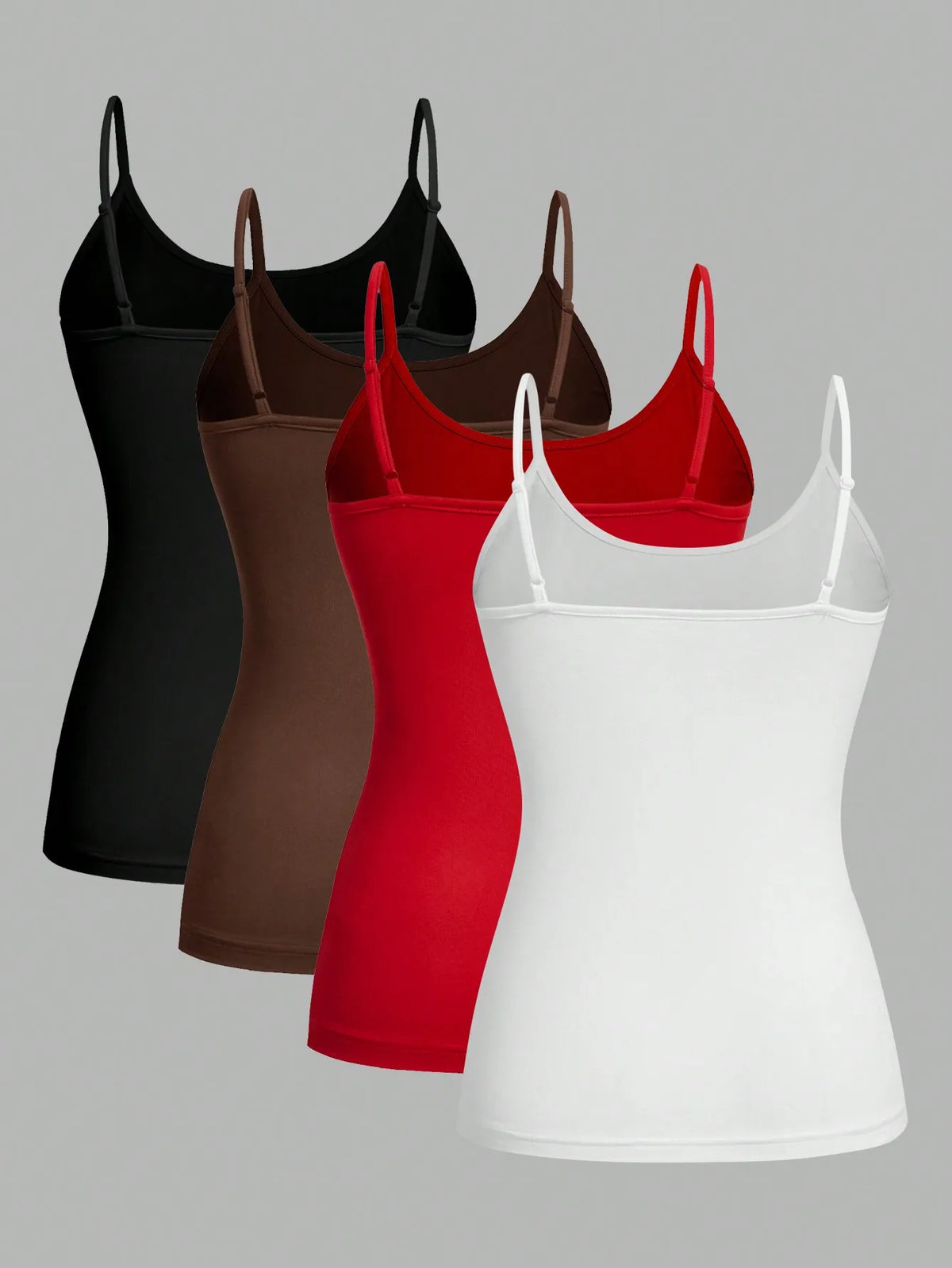 Women's Solid Camisole Four-Pack with Thin Shoulder Straps for Simple Layering
