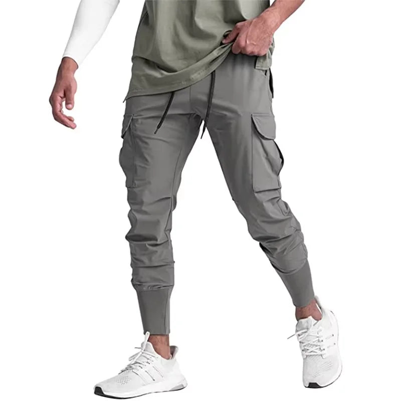 Men's Multi Pocket Drawstring Waist Casual Cargo Pants