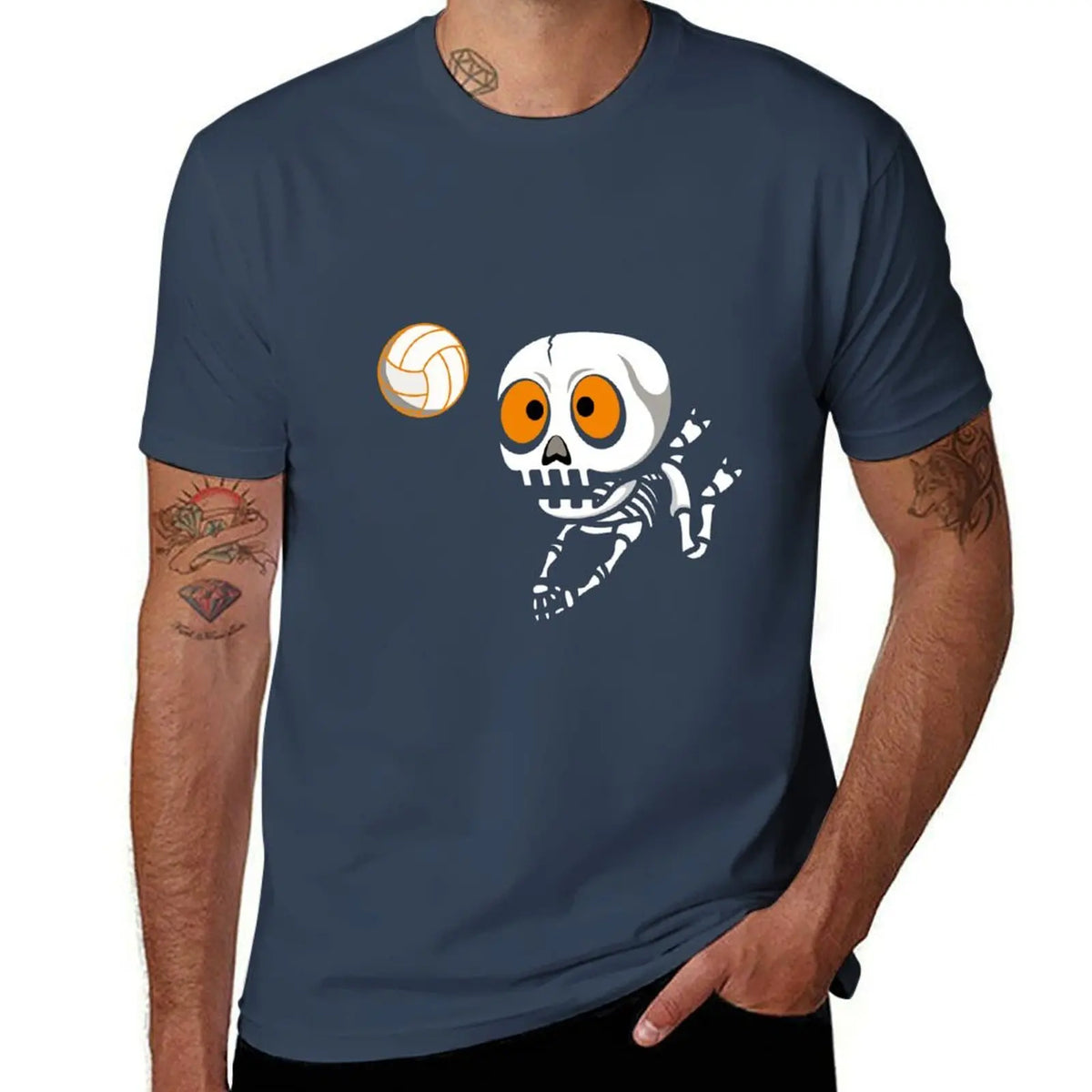 Skeleton Volleyball Graphic Short Sleeve T-shirt For Sports Outfits
