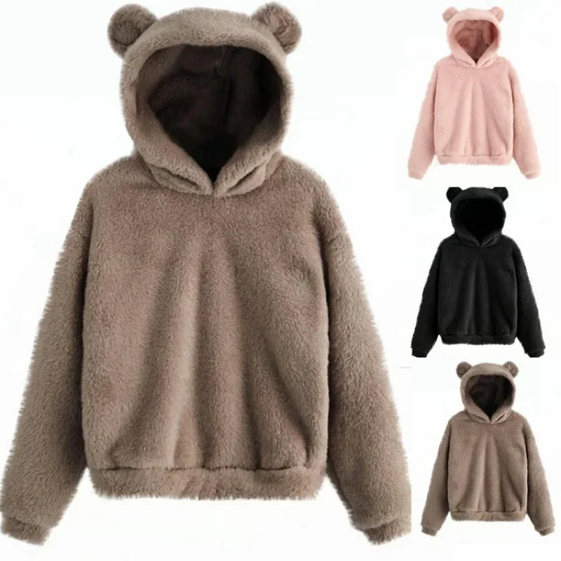 Bear Ear Long Sleeve Pullover Casual Hoodie for Layering